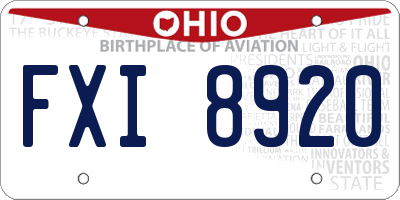 OH license plate FXI8920