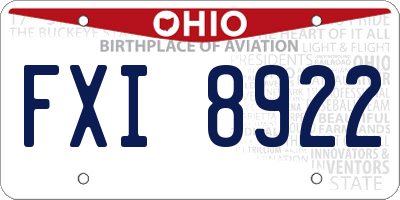 OH license plate FXI8922