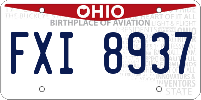 OH license plate FXI8937