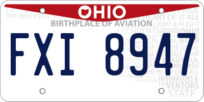 OH license plate FXI8947