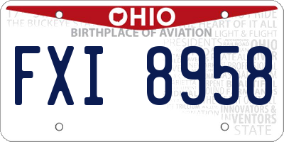 OH license plate FXI8958