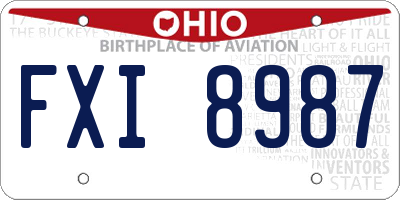 OH license plate FXI8987