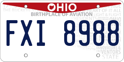 OH license plate FXI8988