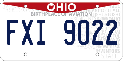OH license plate FXI9022
