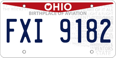 OH license plate FXI9182