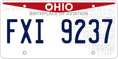 OH license plate FXI9237