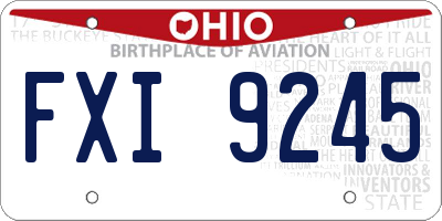 OH license plate FXI9245