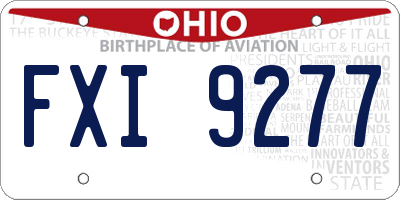 OH license plate FXI9277