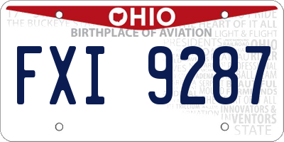 OH license plate FXI9287
