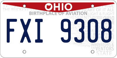 OH license plate FXI9308