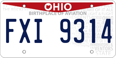 OH license plate FXI9314