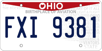 OH license plate FXI9381