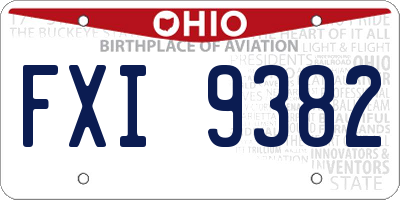 OH license plate FXI9382