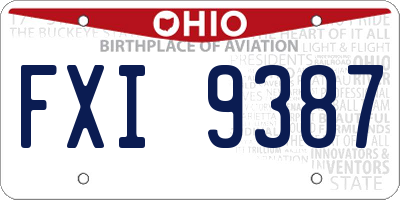 OH license plate FXI9387