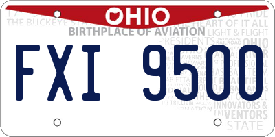OH license plate FXI9500