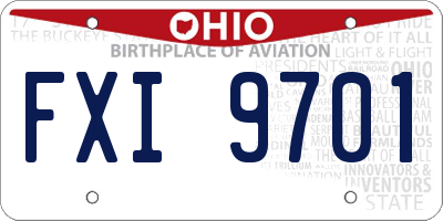 OH license plate FXI9701