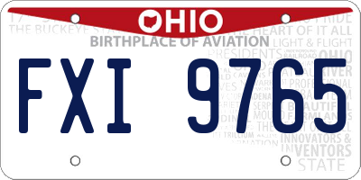 OH license plate FXI9765