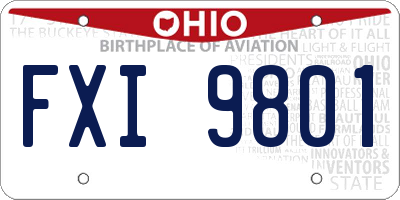 OH license plate FXI9801