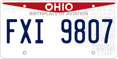OH license plate FXI9807