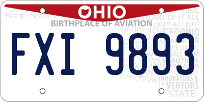 OH license plate FXI9893
