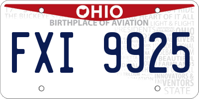 OH license plate FXI9925