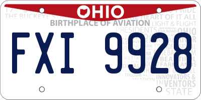 OH license plate FXI9928