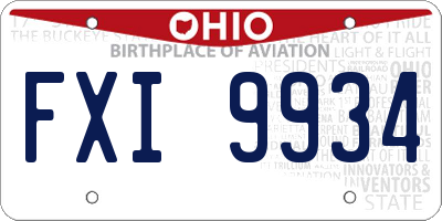 OH license plate FXI9934