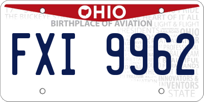 OH license plate FXI9962