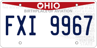 OH license plate FXI9967
