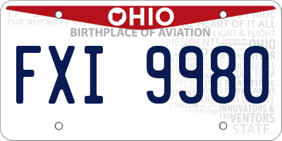 OH license plate FXI9980