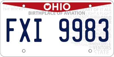 OH license plate FXI9983