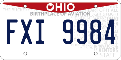 OH license plate FXI9984