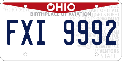 OH license plate FXI9992