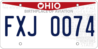 OH license plate FXJ0074