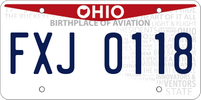 OH license plate FXJ0118