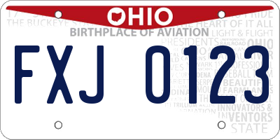 OH license plate FXJ0123