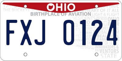 OH license plate FXJ0124
