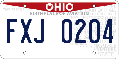 OH license plate FXJ0204
