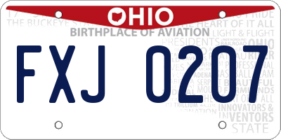 OH license plate FXJ0207