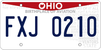OH license plate FXJ0210