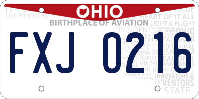 OH license plate FXJ0216