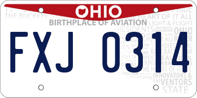 OH license plate FXJ0314