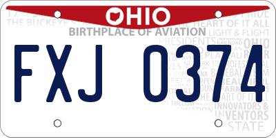 OH license plate FXJ0374