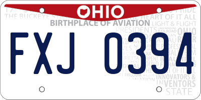 OH license plate FXJ0394