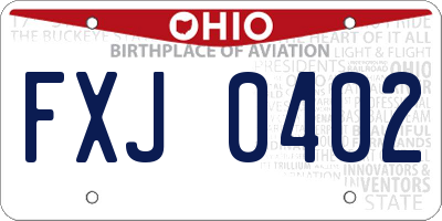 OH license plate FXJ0402