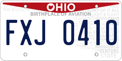 OH license plate FXJ0410