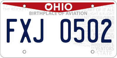 OH license plate FXJ0502