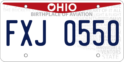OH license plate FXJ0550