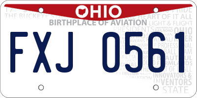 OH license plate FXJ0561