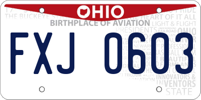 OH license plate FXJ0603